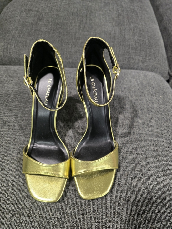 le chateau Shoes - le chateau Metallic Gold Ankle-Strap Heels
